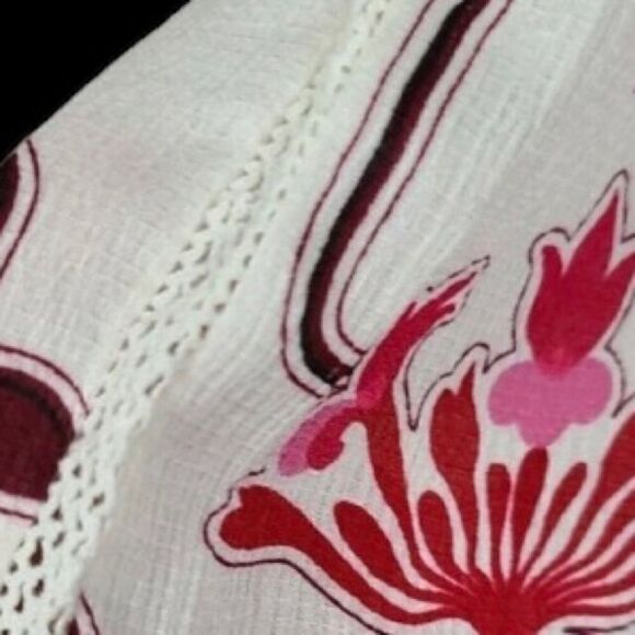 Ann Taylor White Floral Bell Sleeve Ruffle Blouse - Picture 8 of 9